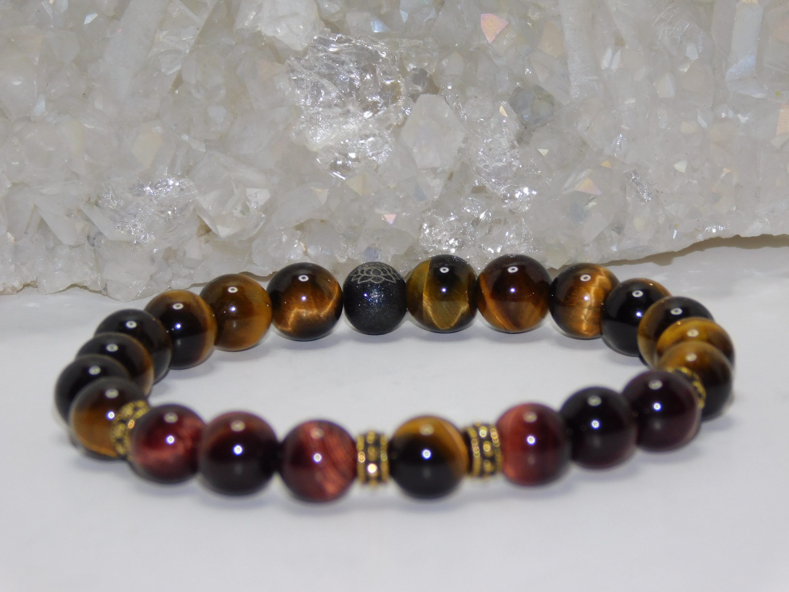 Tiger Eye Red & Golden/Brown Unisex Stretchy Bracelet