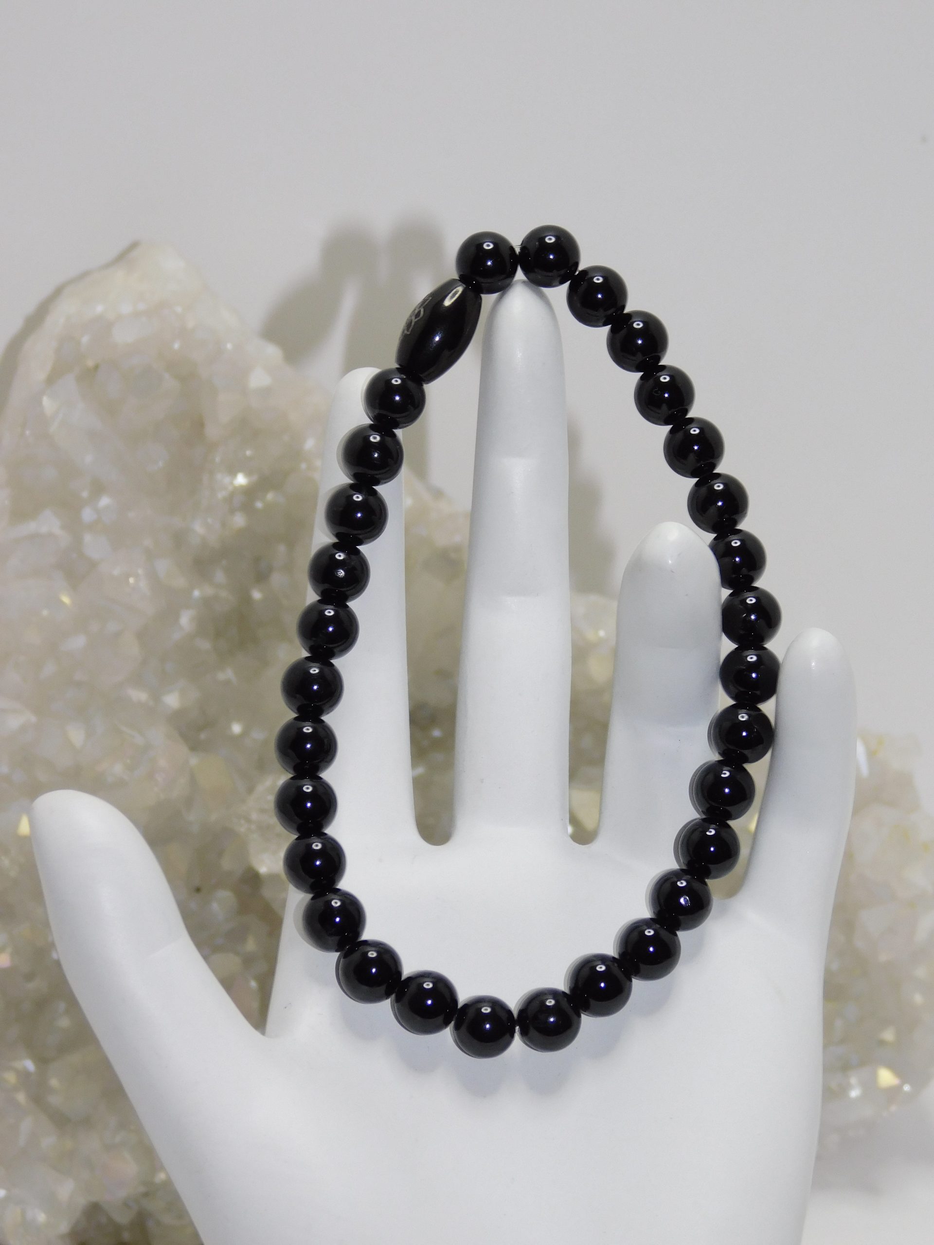 Tourmalines Black Unisex Stretchy Bracelet - Image 2