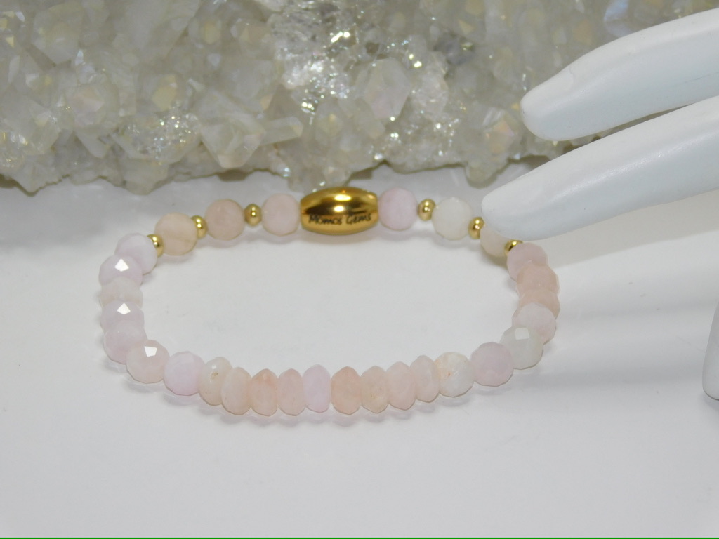 Morganite (Pink Beryl)Faceted Ladies Stretchy Bracelet - Image 2