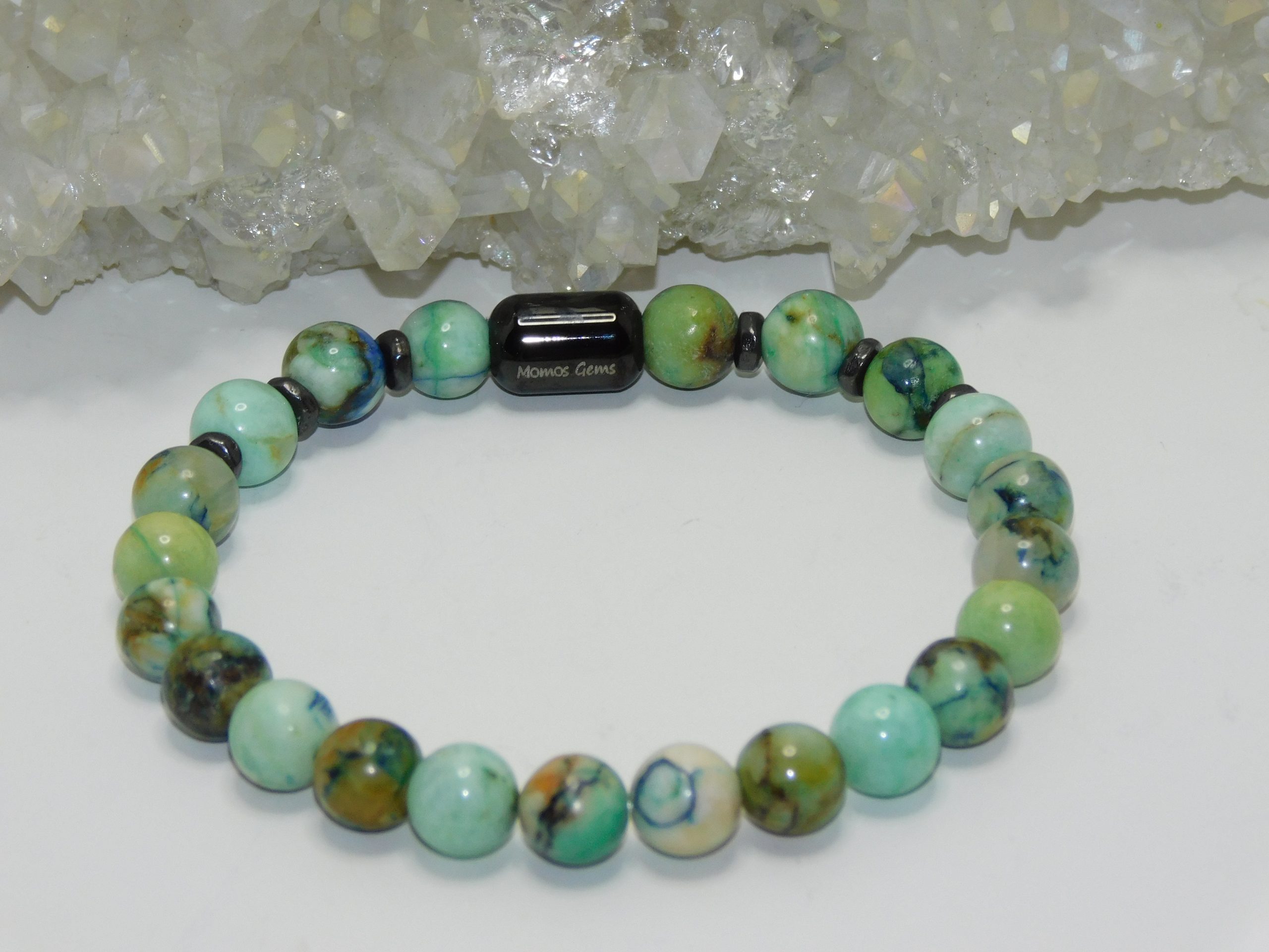 Chrysocolla Unisex Stretchy Bracelet - Image 4