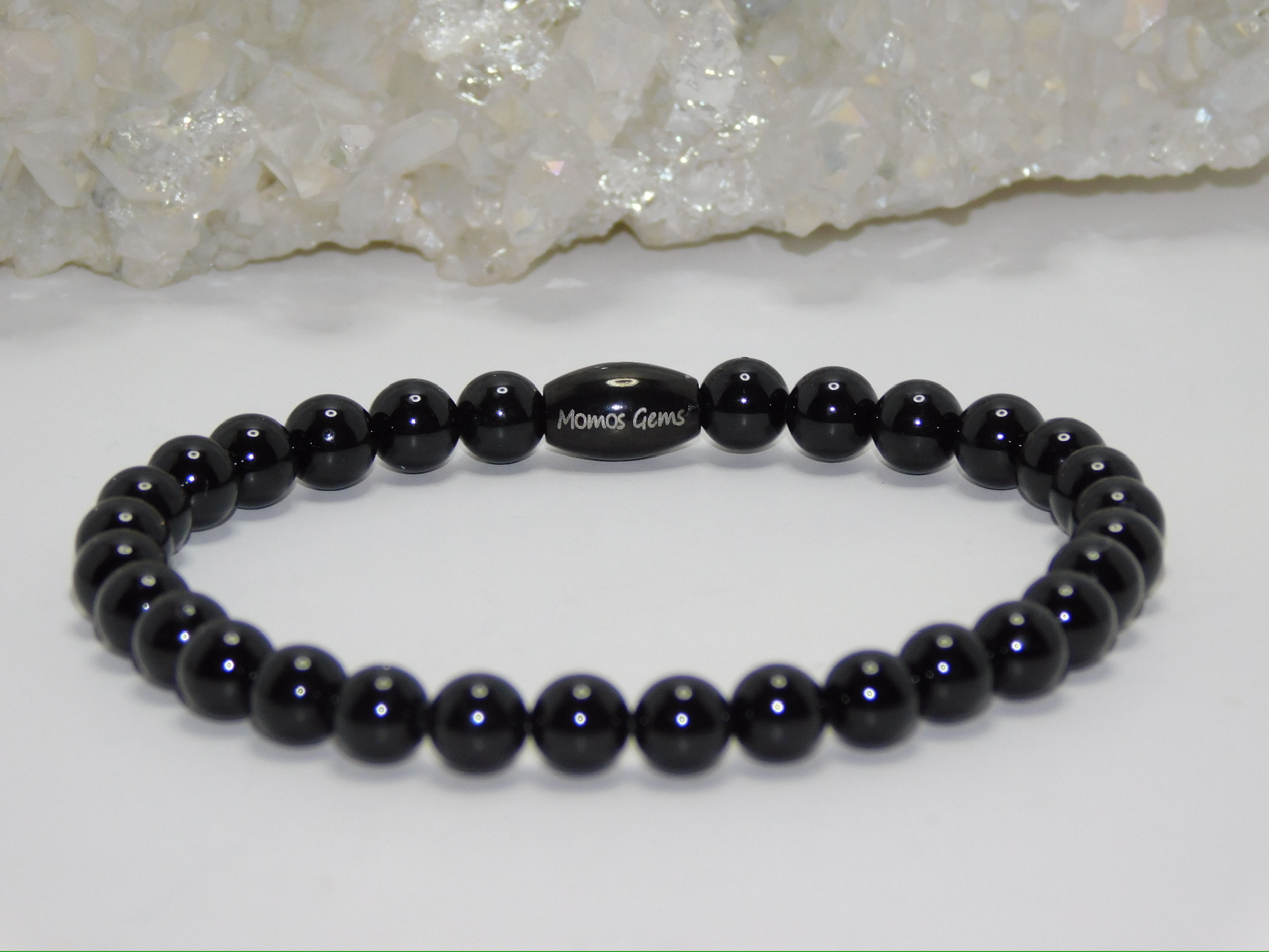 Tourmalines Black Unisex Stretchy Bracelet - Image 4