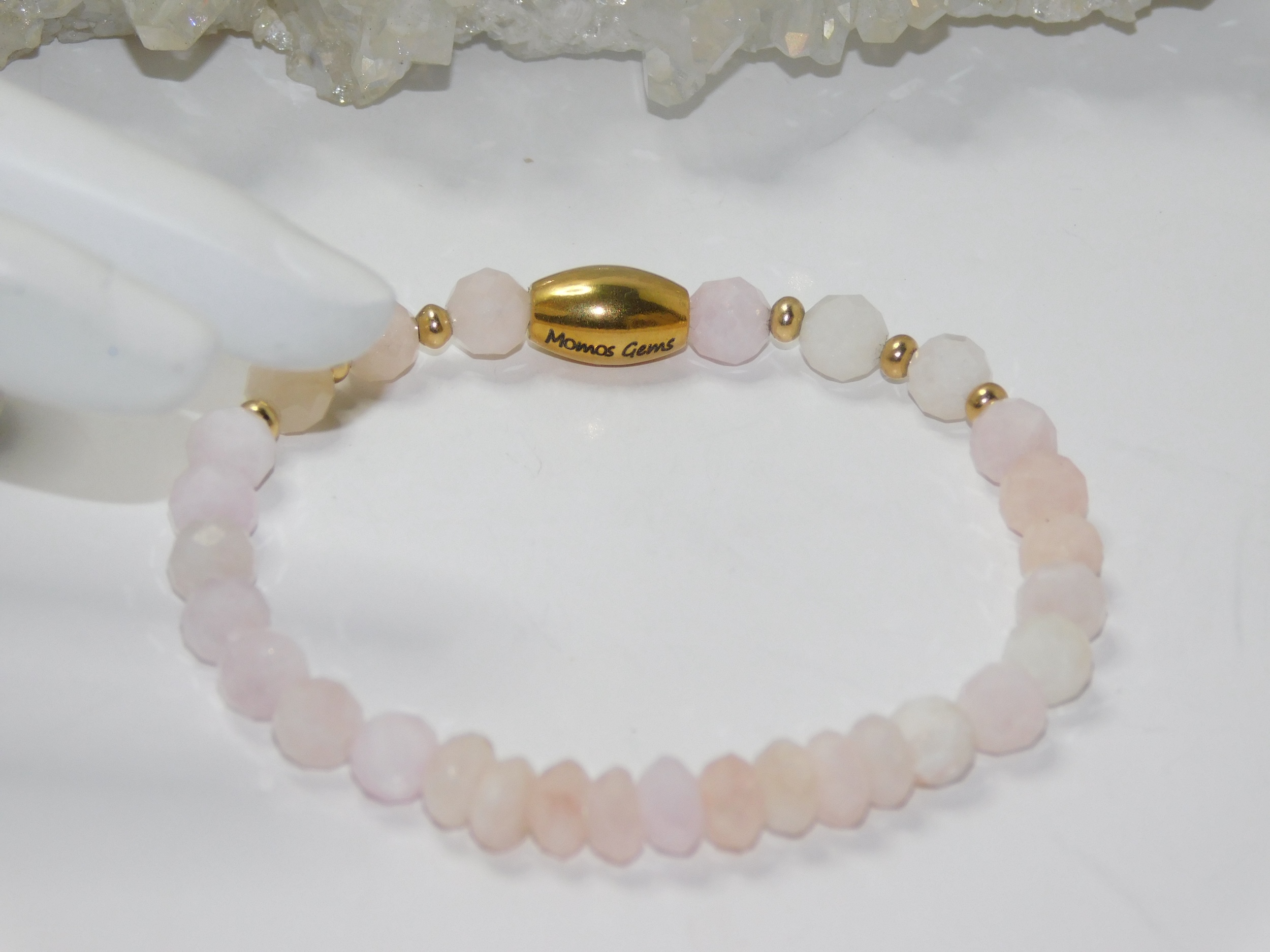 Morganite (Pink Beryl)Faceted Ladies Stretchy Bracelet - Image 4