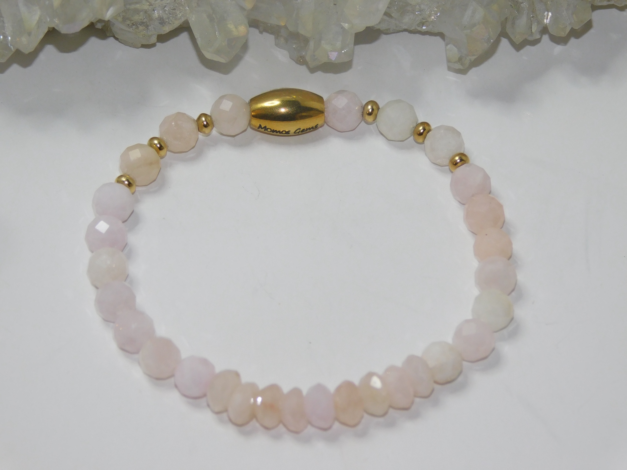 Morganite (Pink Beryl)Faceted Ladies Stretchy Bracelet