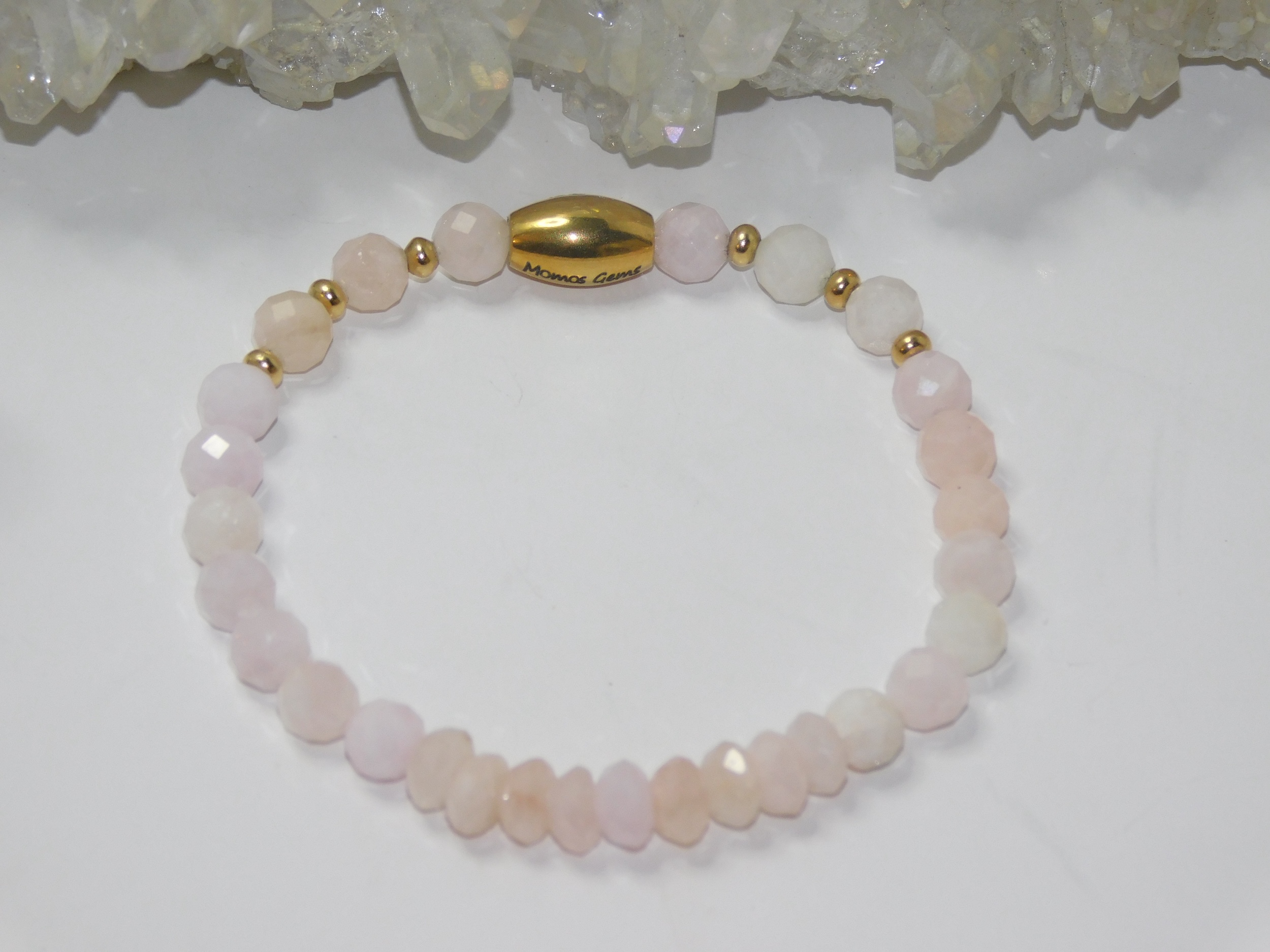 Morganite (Pink Beryl)Faceted Ladies Stretchy Bracelet - Image 5