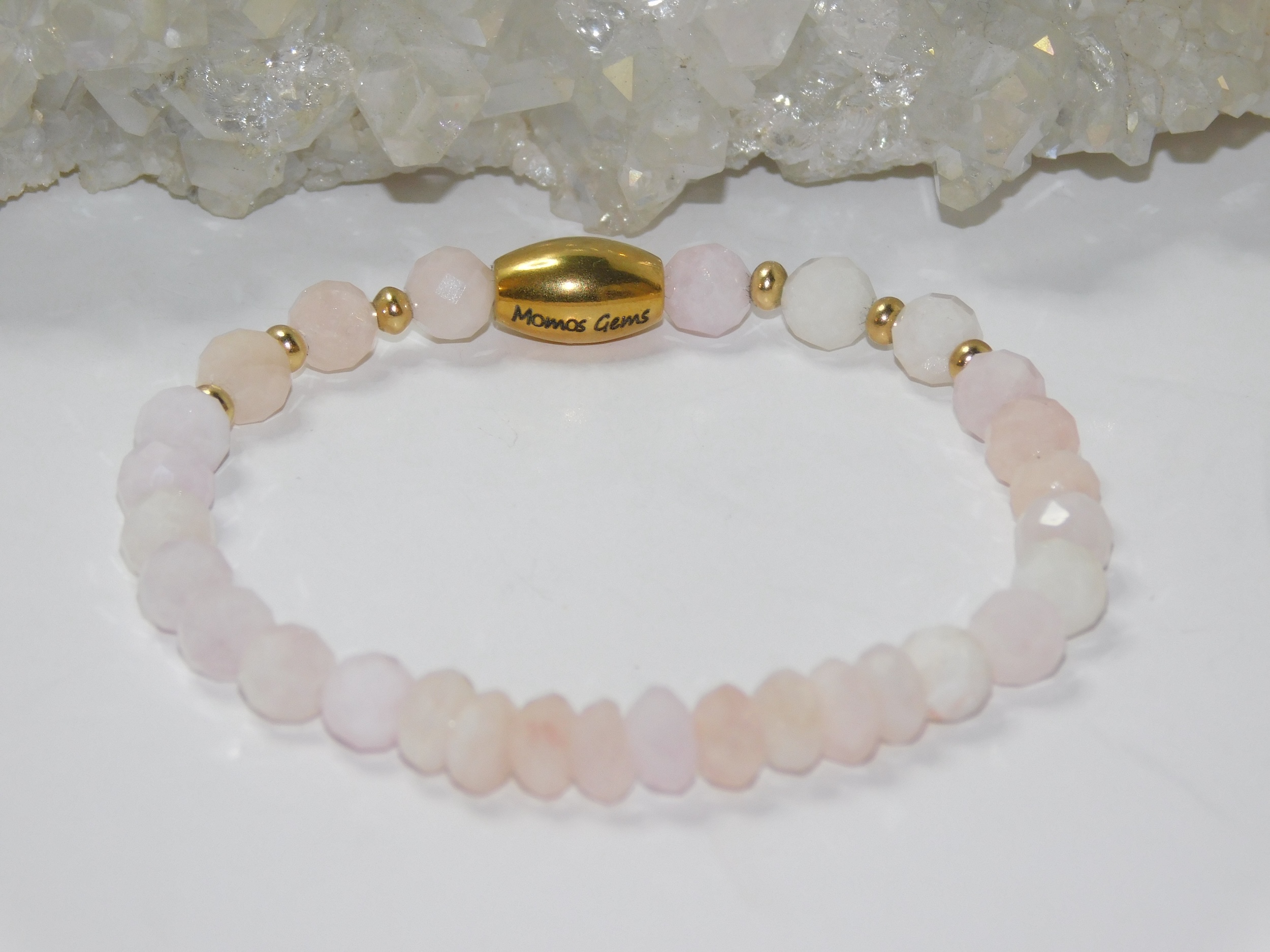 Morganite (Pink Beryl)Faceted Ladies Stretchy Bracelet - Image 6