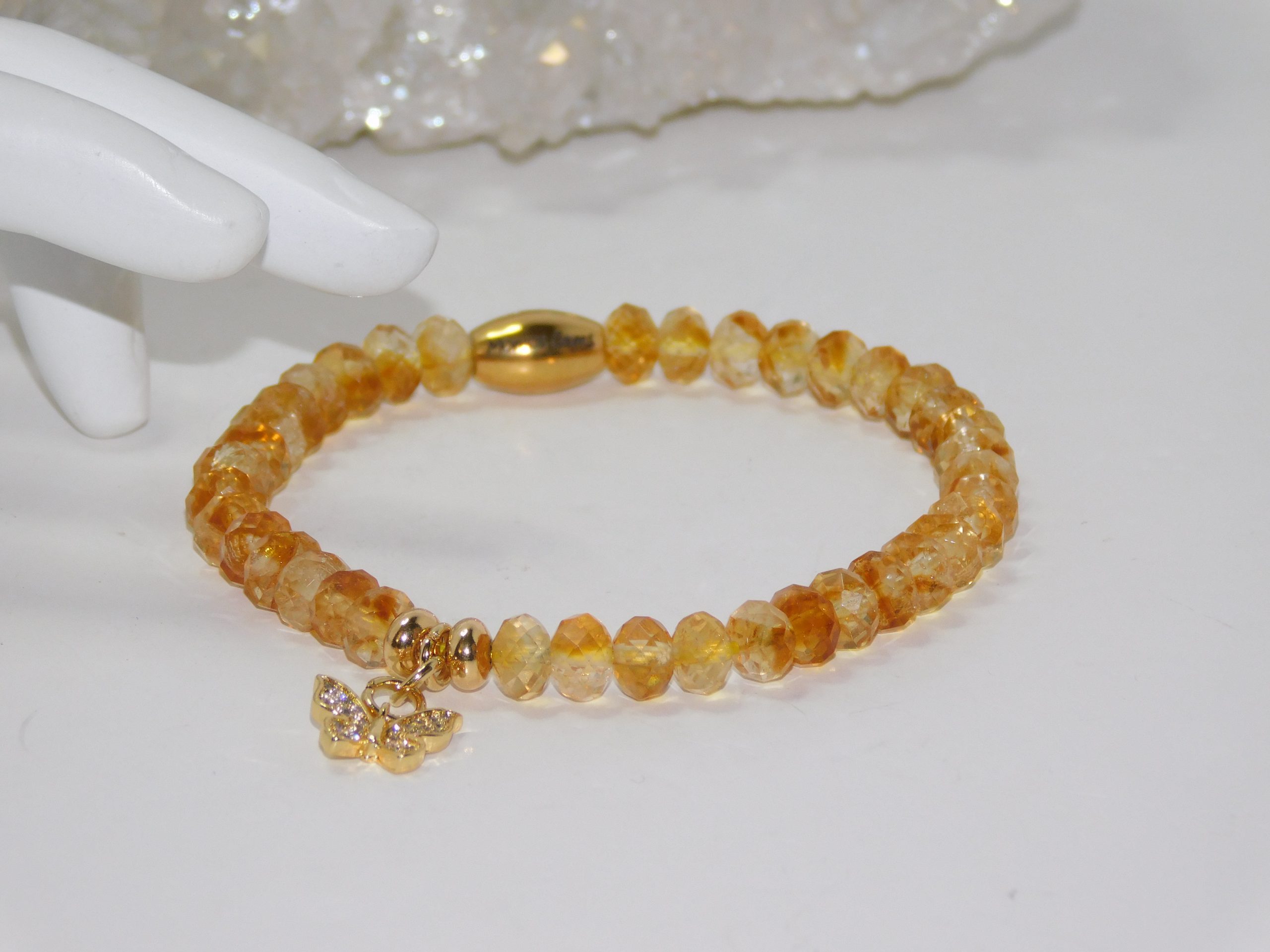 Citrine Golden Yellow Micro Faceted Ladies Stretchy Bracelet - Image 5