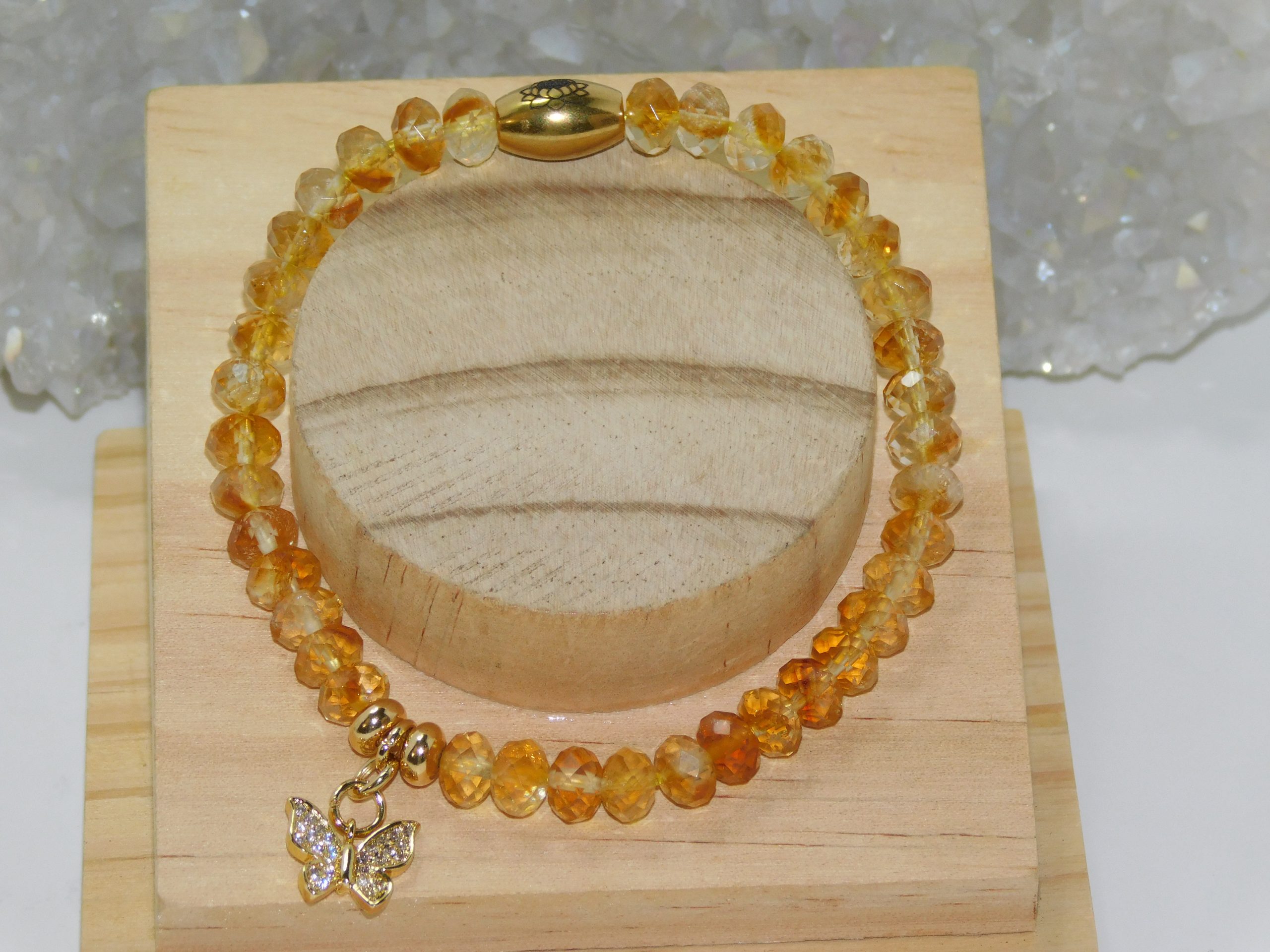 Citrine Golden Yellow Micro Faceted Ladies Stretchy Bracelet - Image 6