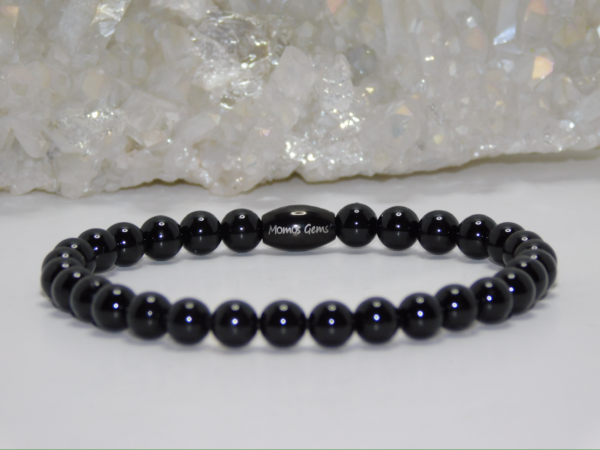 Tourmalines Black Unisex Stretchy Bracelet