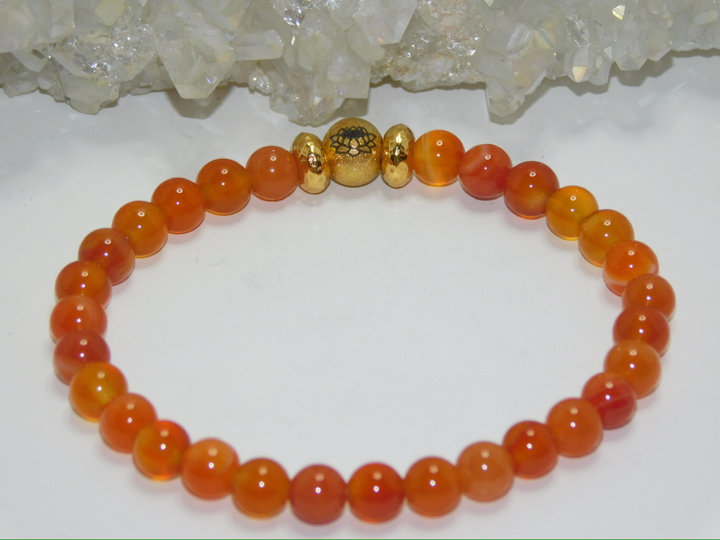 Agate Red Orange Unisex Stretchy Bracelet - Image 2