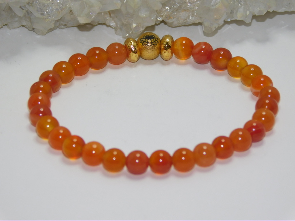 Agate Red Orange Unisex Stretchy Bracelet - Image 3
