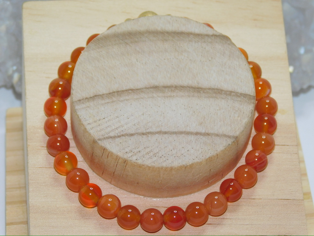Agate Red Orange Unisex Stretchy Bracelet - Image 4