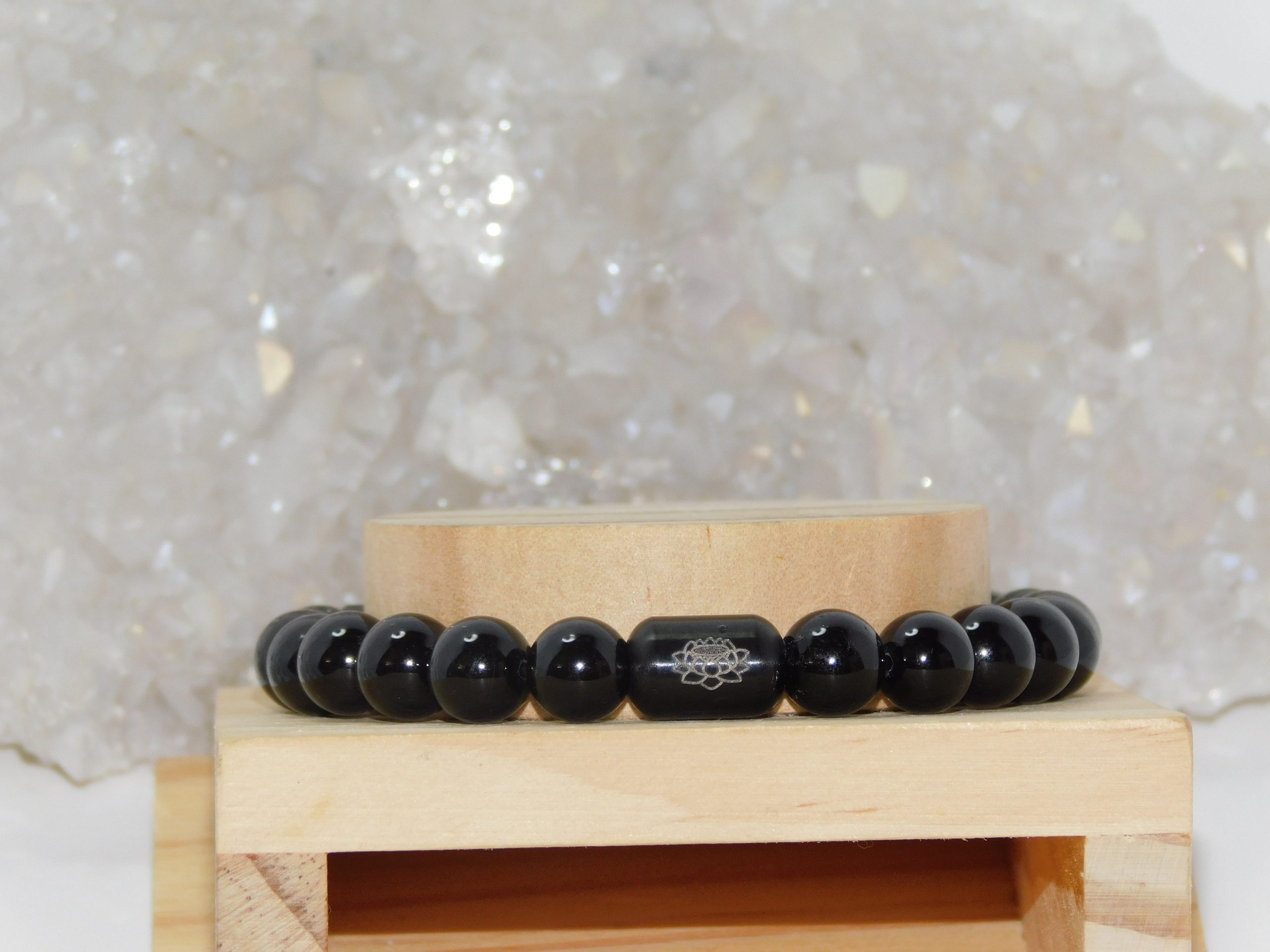 Tibetan Agate Phoenix Eye Dzi, Red Orange Agate & Black Tourmaline Ladies Necklace & Bracelet Set - Image 8