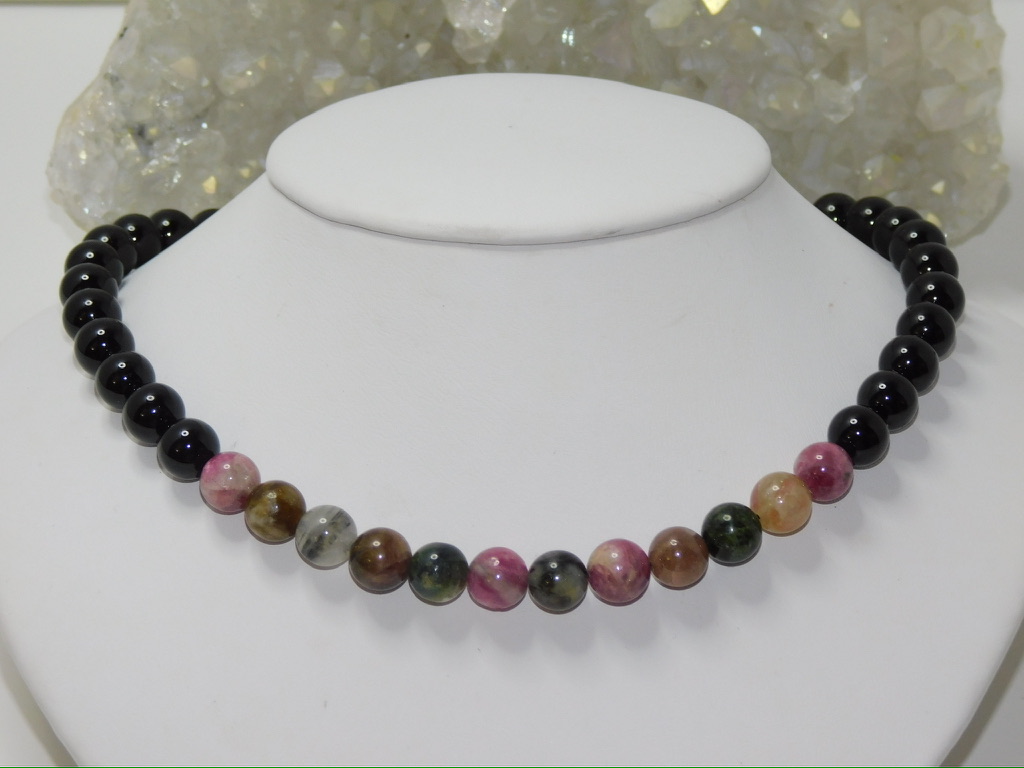 Tourmaline Multicolored & Black Men Necklace