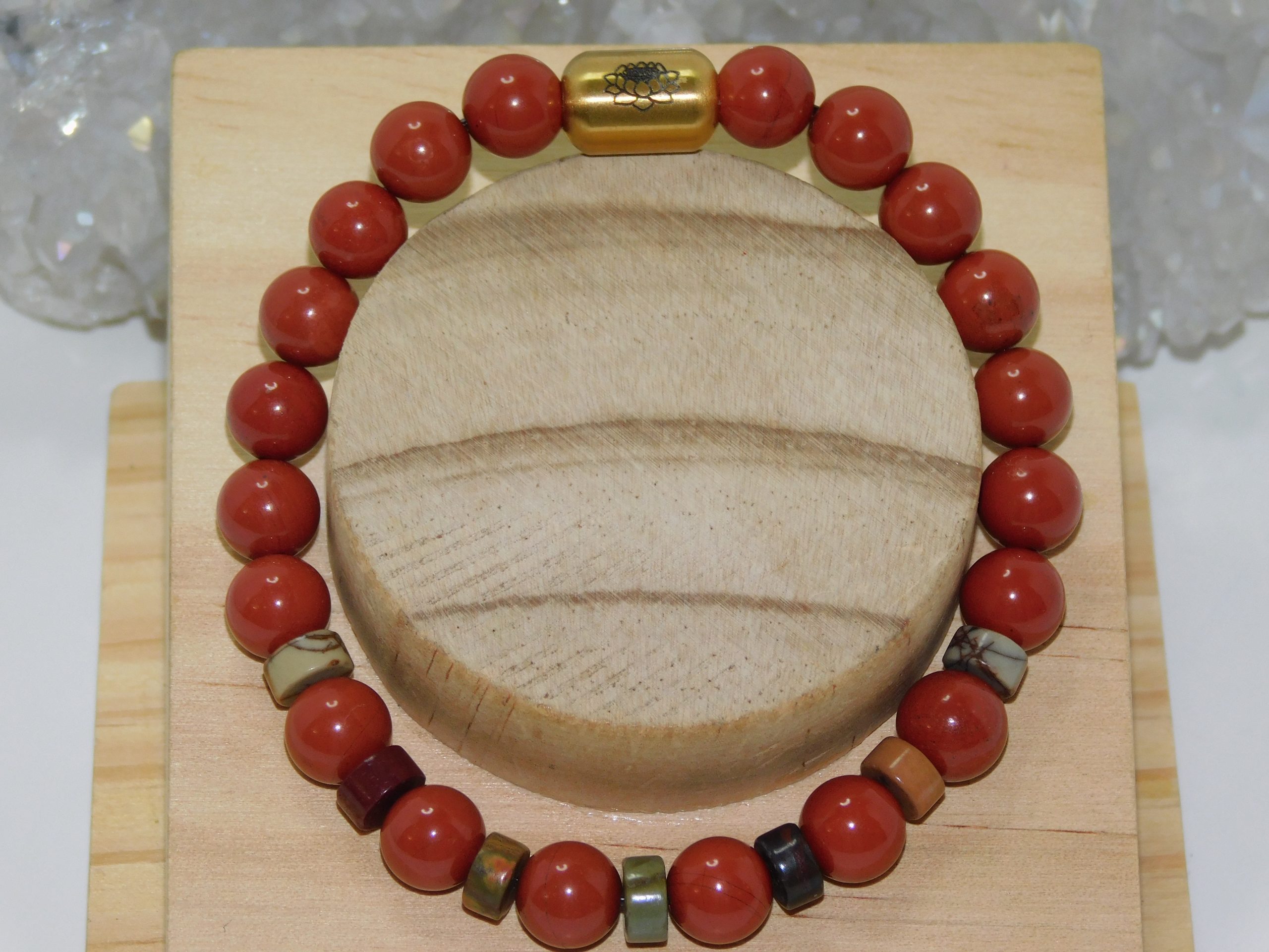 Jasper Red & Red Creek Jasper Heishi Ladies Stretchy Bracelet - Image 2