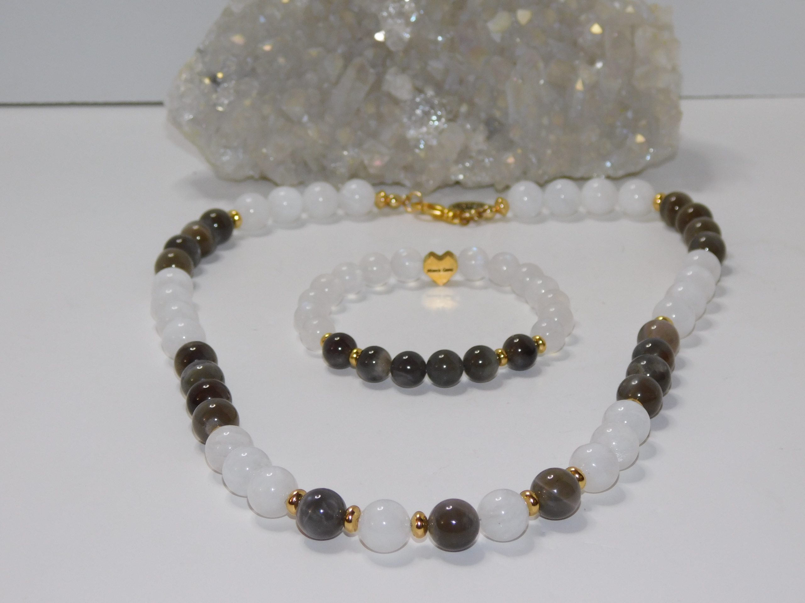 Moonstones Black & Blue Ladies Necklace & Bracelet Set - Image 4