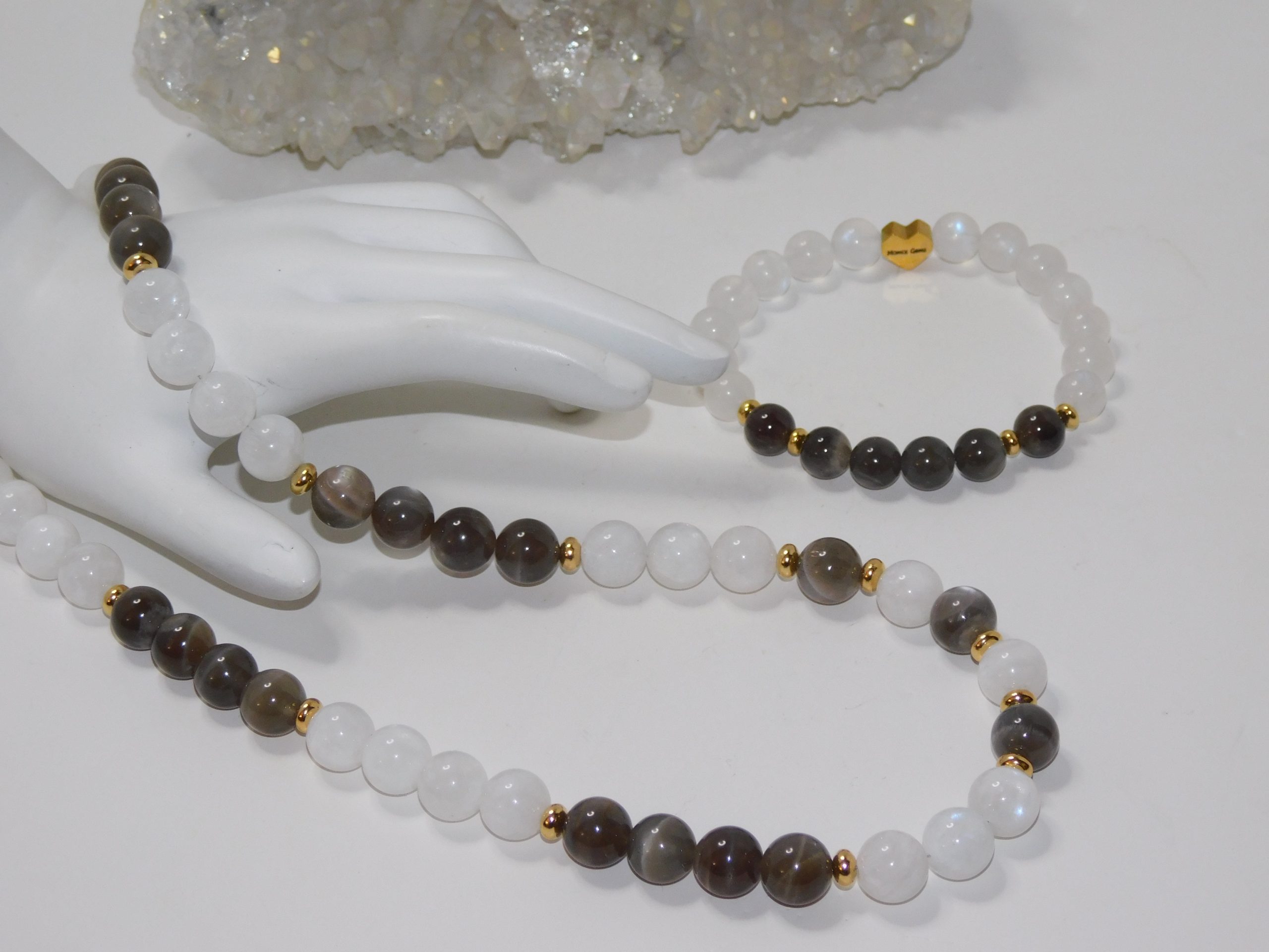 Moonstones Black & Blue Ladies Necklace & Bracelet Set - Image 2
