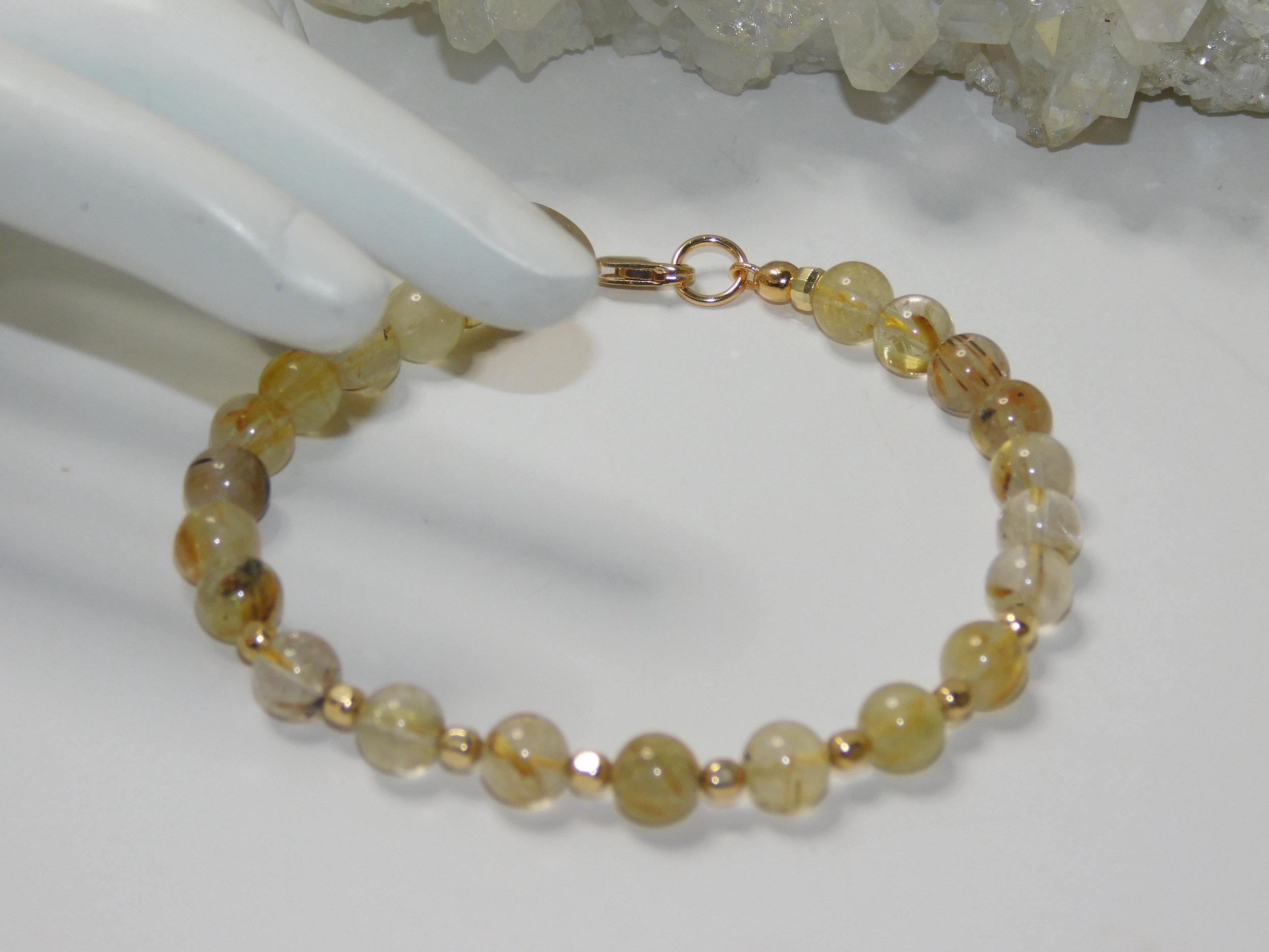 Rutilated Quartz Golden Ladies Cord Bracelet - Image 2