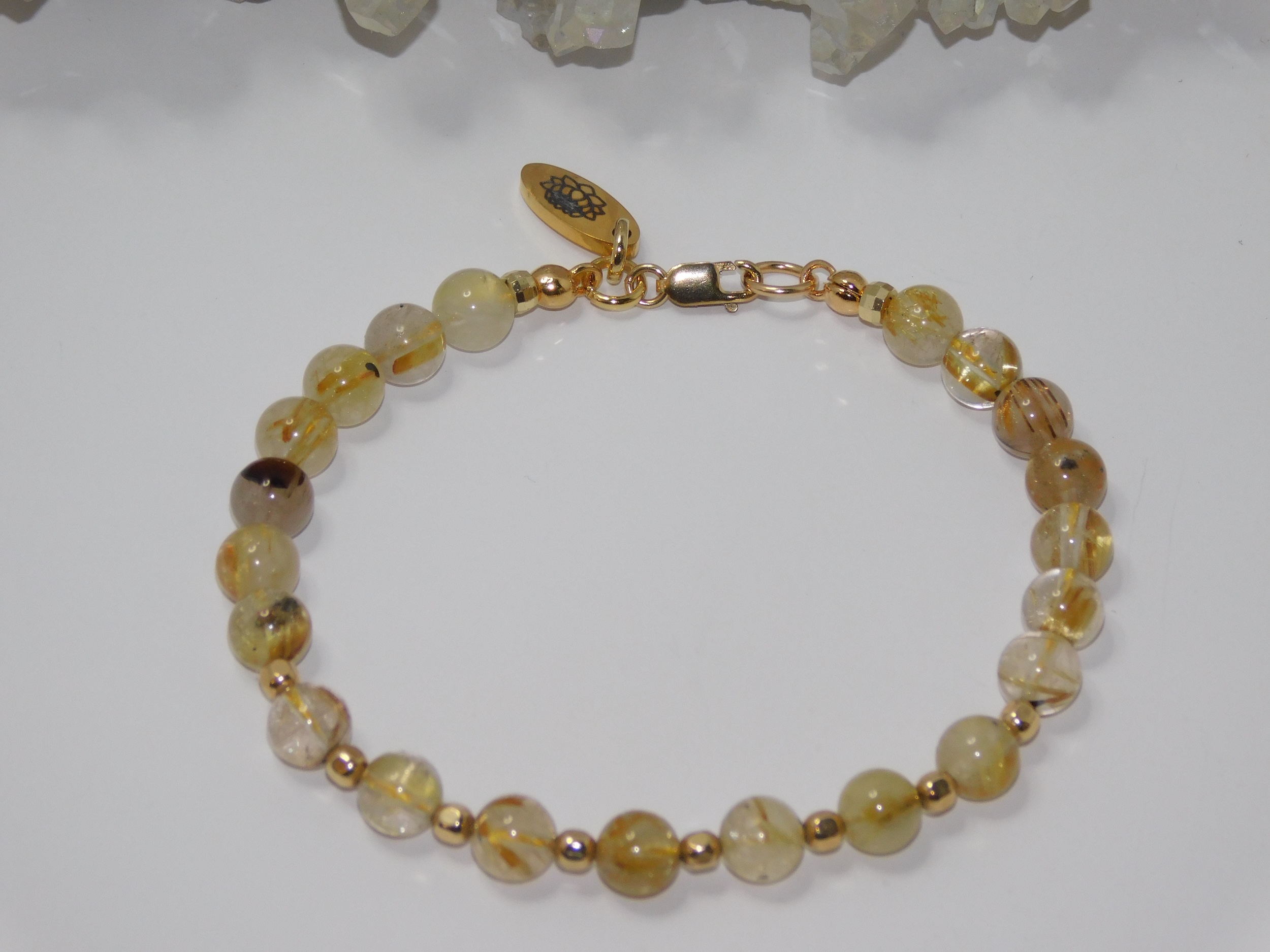 Rutilated Quartz Golden Ladies Cord Bracelet